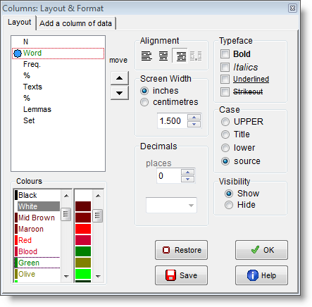 choosing colours in layout