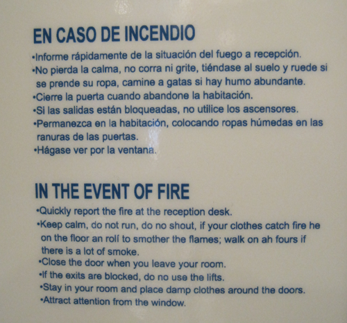 hotel fire notice