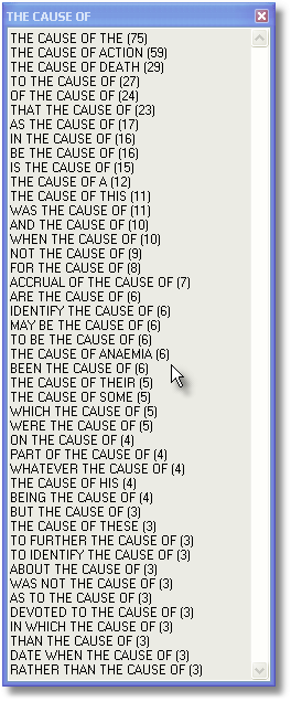 Related clusters for cause