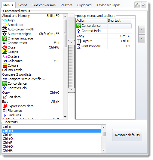 customising popup menu