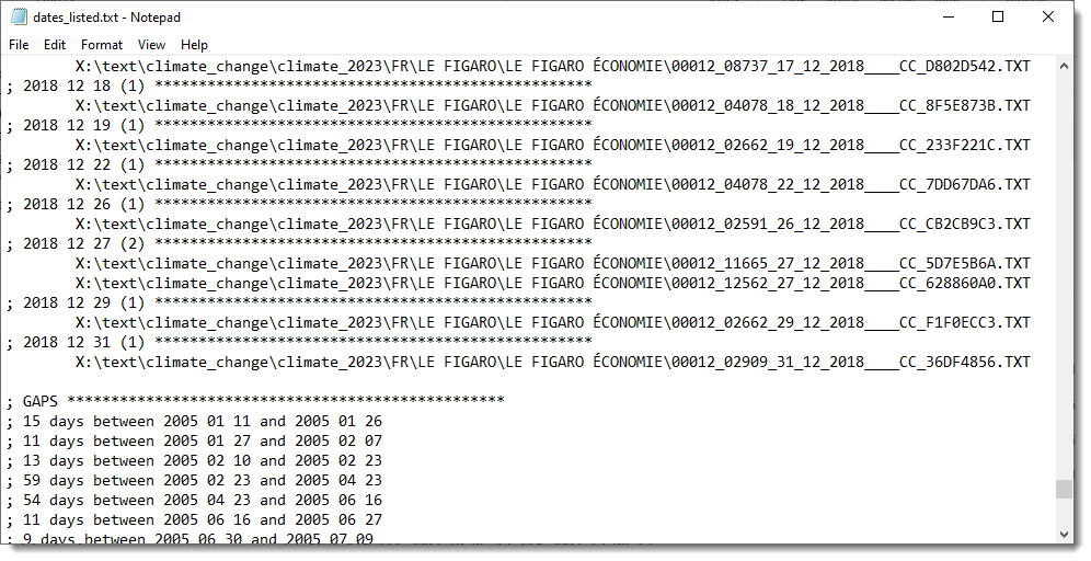 dates and date gaps