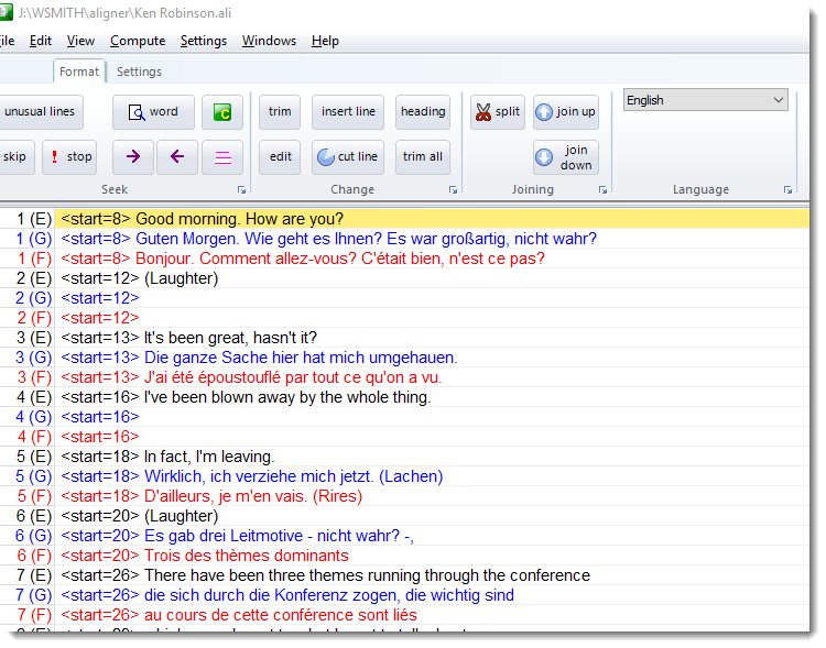 Aligner TED texts