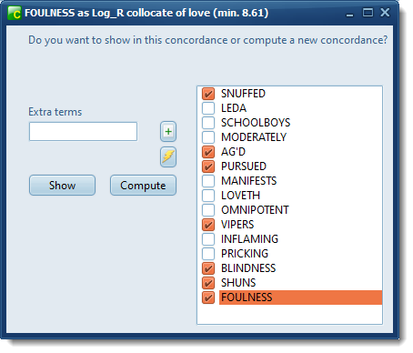 negative collocates of LOVE options