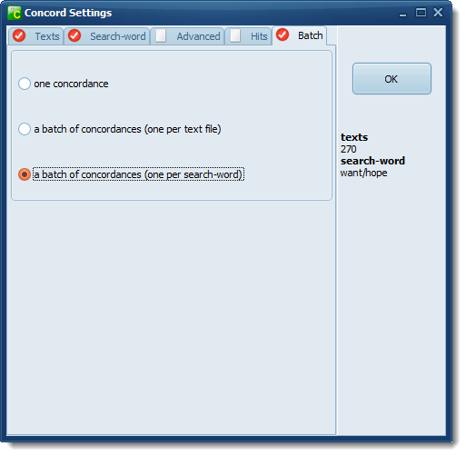 batch concordance dialogue