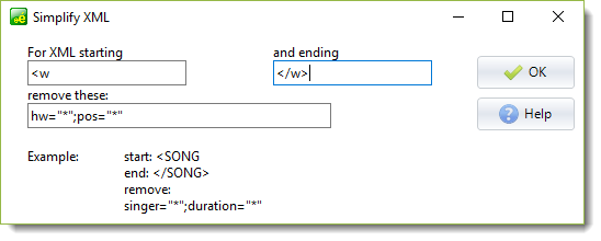 XML simplification settings 2